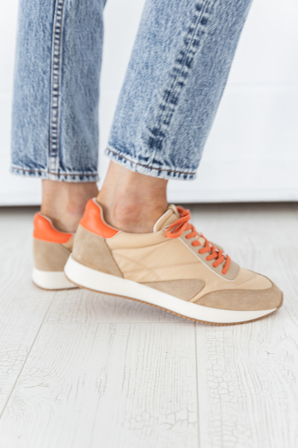 Farrah Natural and Orange Sneaker