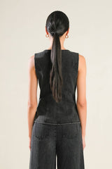 Raya Black Denim Vest