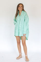 Gemma Green Striped Shirt Dress