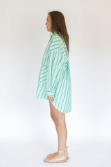 Gemma Green Striped Shirt Dress