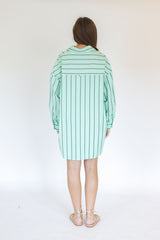 Gemma Green Striped Shirt Dress