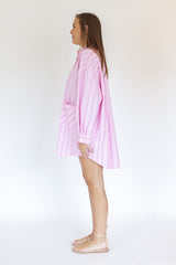 Gemma Pink Striped Shirt Dress