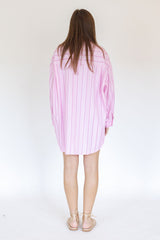 Gemma Pink Striped Shirt Dress