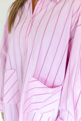 Gemma Pink Striped Shirt Dress