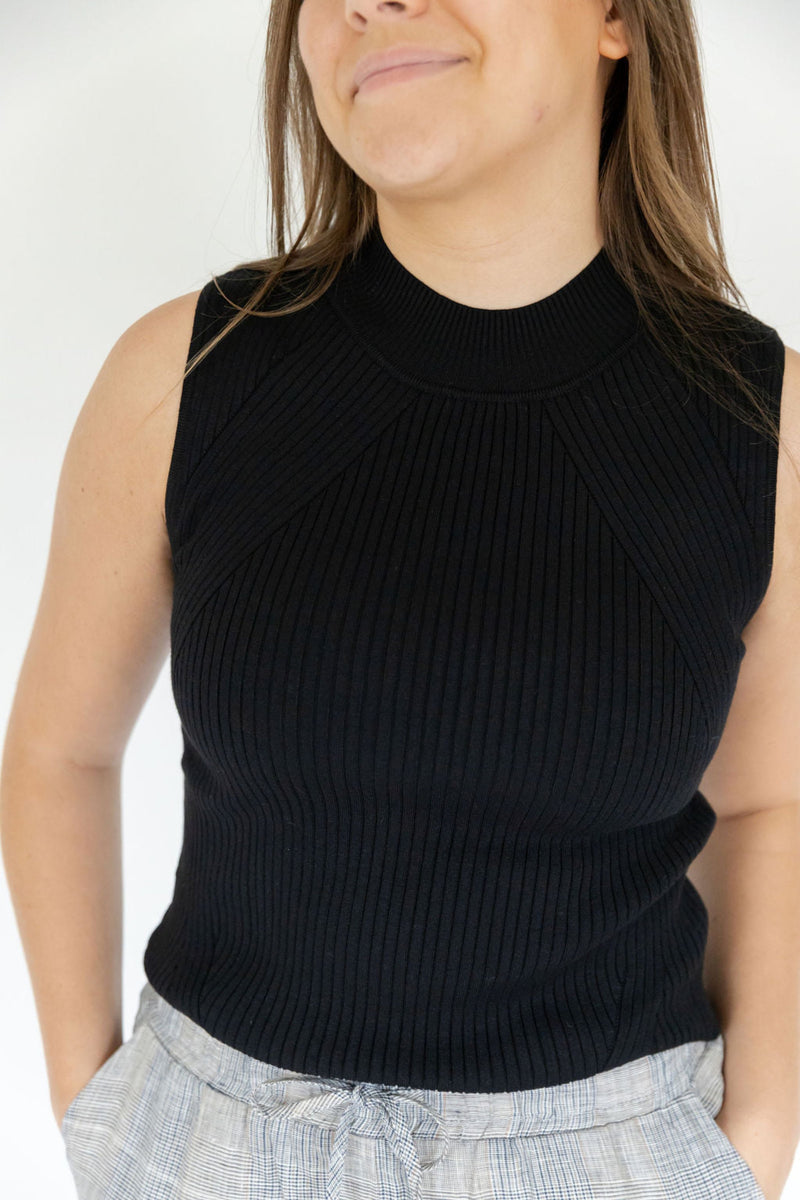 Ashley Black Mock Neck Top