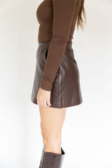 Espresso Leather Skort