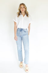 Emelia White Short Sleeve Button Down Shirt