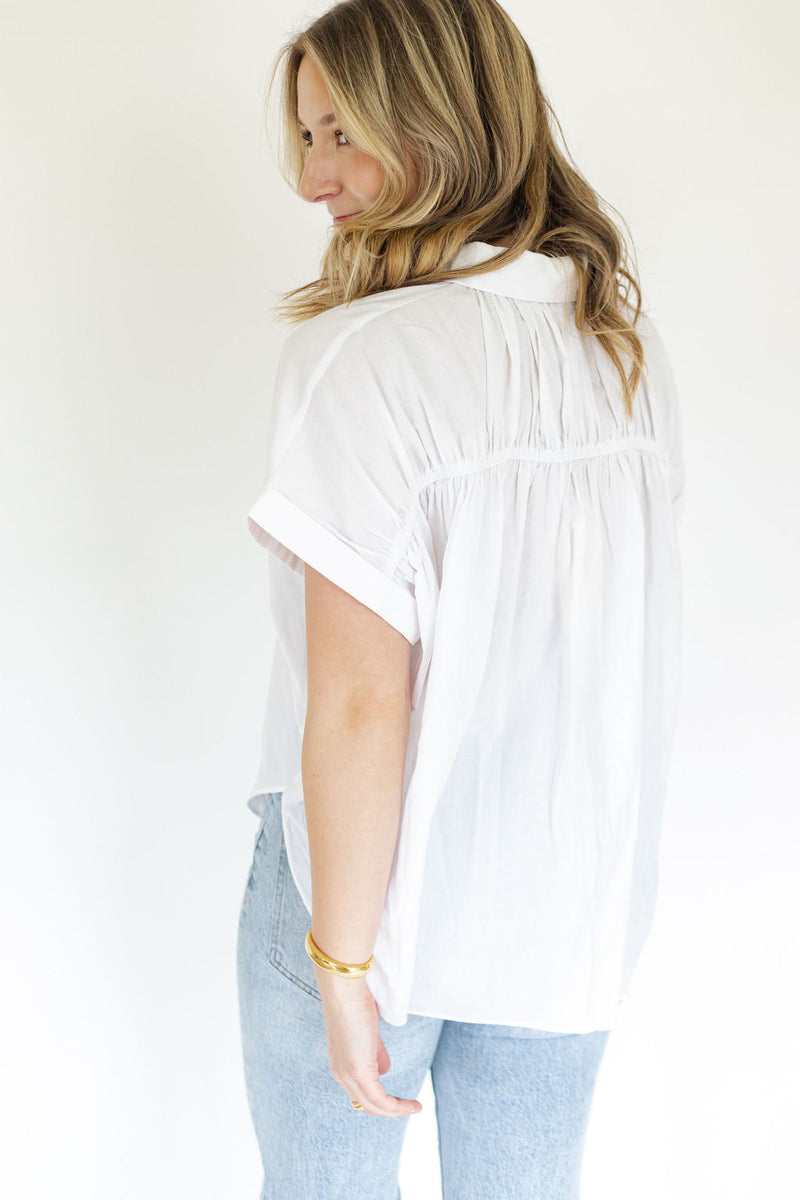 Emelia White Short Sleeve Button Down Shirt