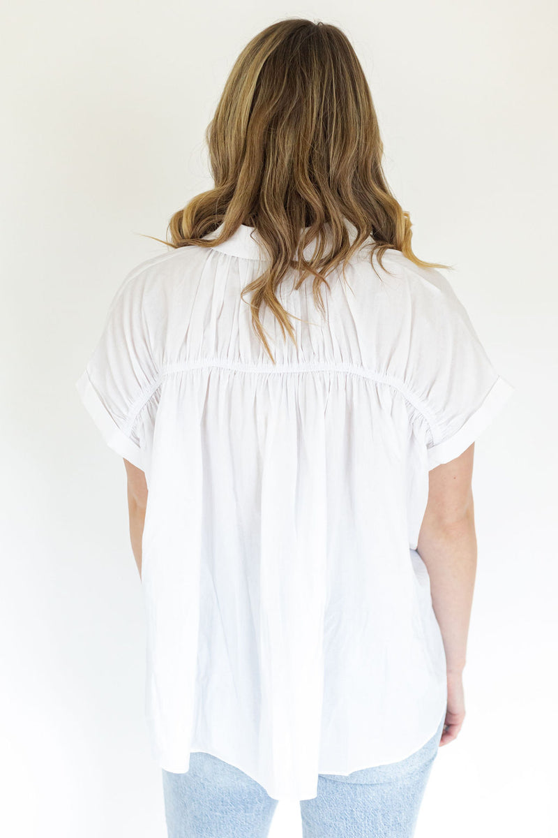 Emelia White Short Sleeve Button Down Shirt