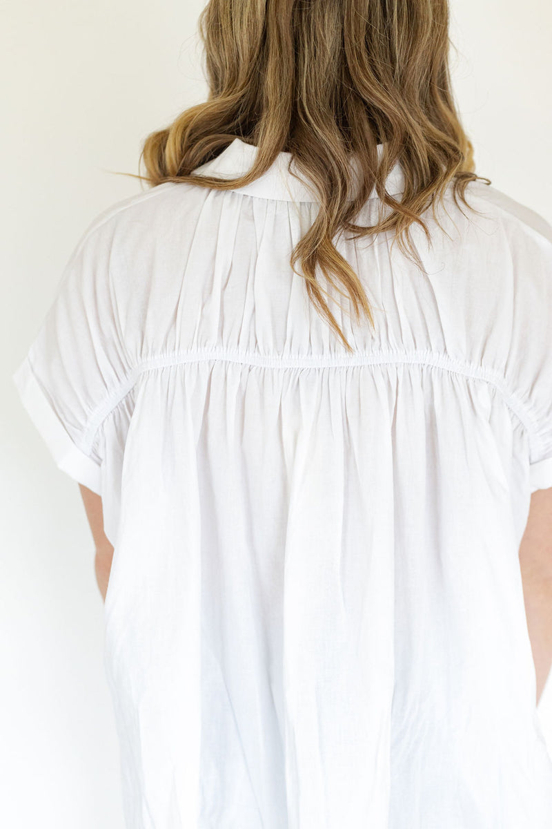 Emelia White Short Sleeve Button Down Shirt