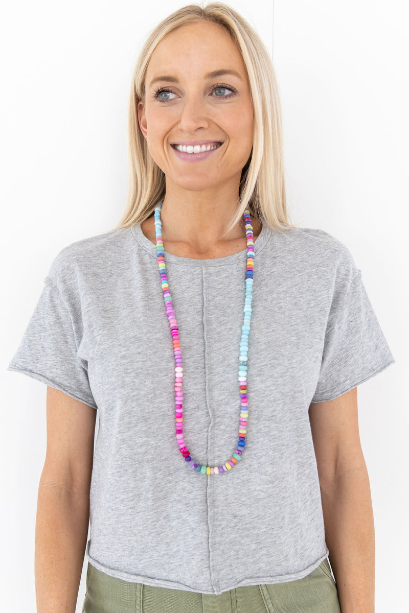 Chloe Long Rainbow Beaded Necklace