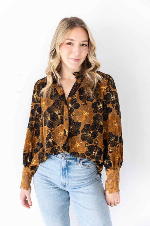 Emmaline Floral and Lace Blouse