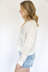 Laney White Crochet Sweater