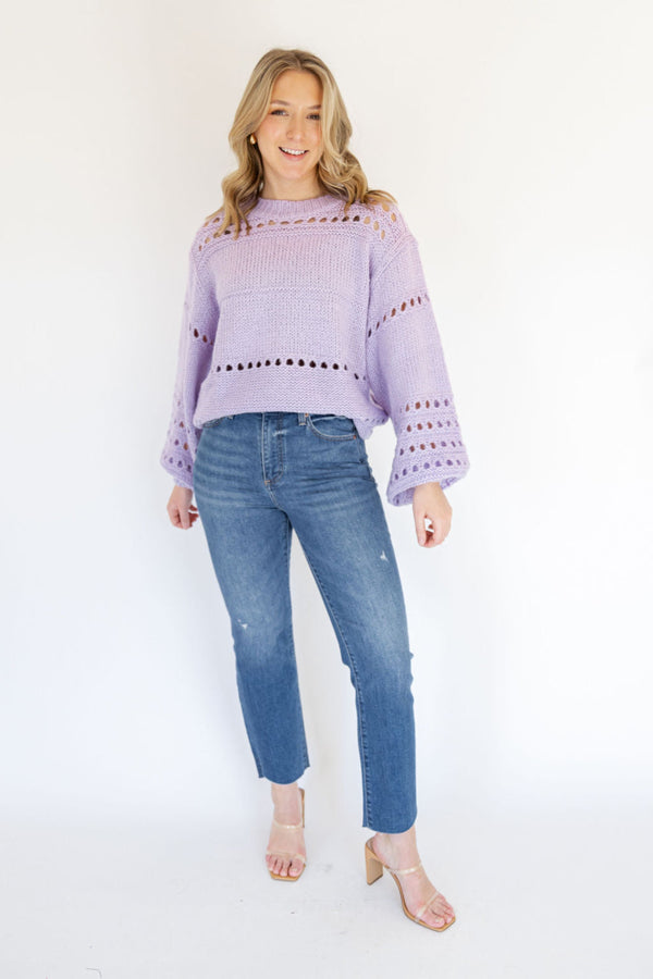Blossom Lavender Crochet Sweater
