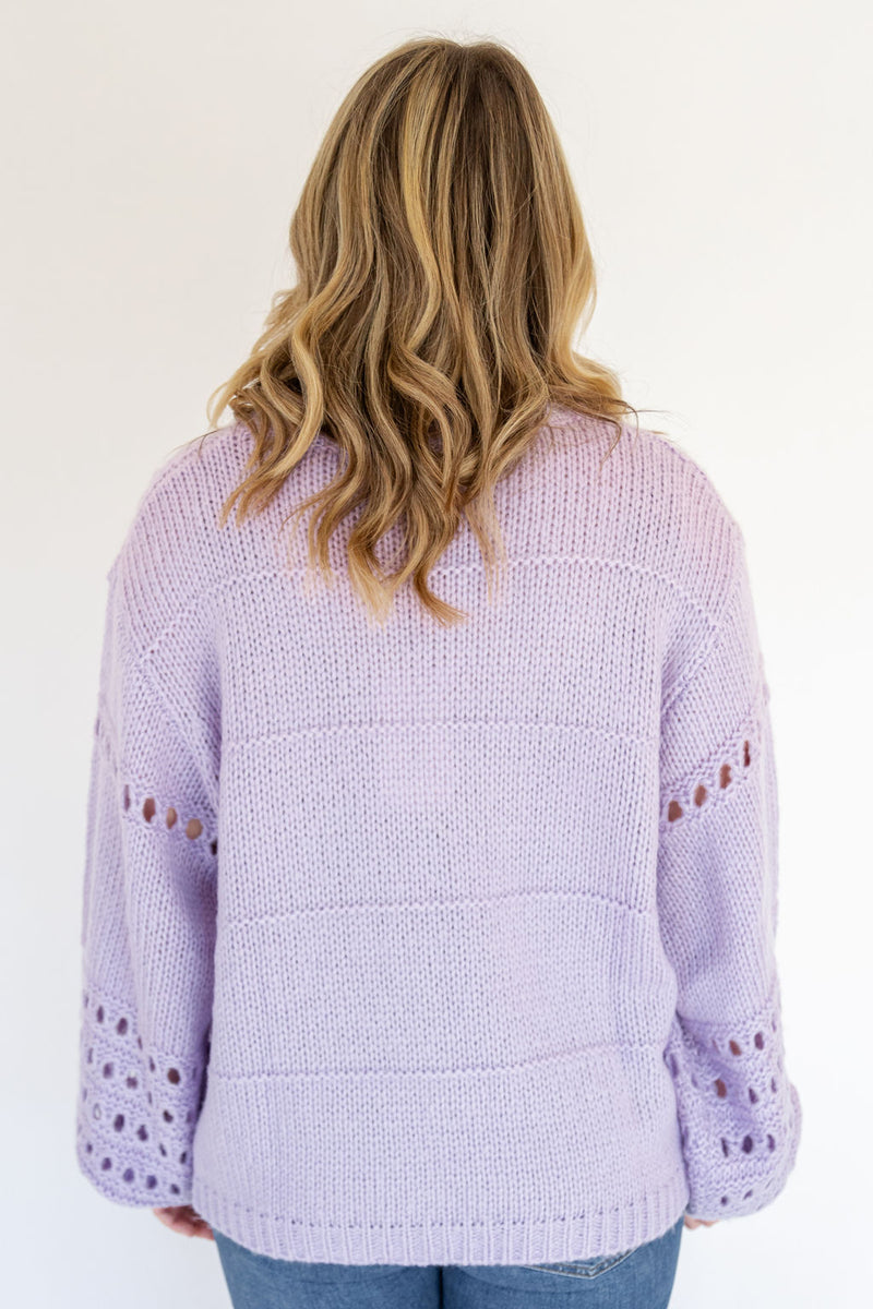 Blossom Lavender Crochet Sweater
