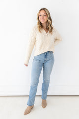 Reena Half ZIp Cable Knit Sweater