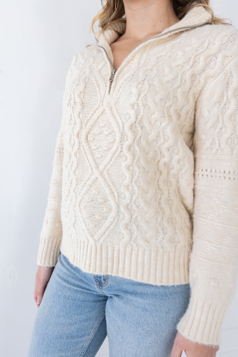 Reena Half ZIp Cable Knit Sweater