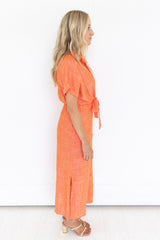 Alienor Orange Linen Dress