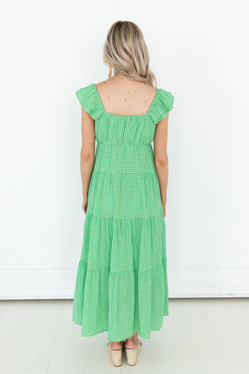 Gabby Green Windowpane Maxi Dress