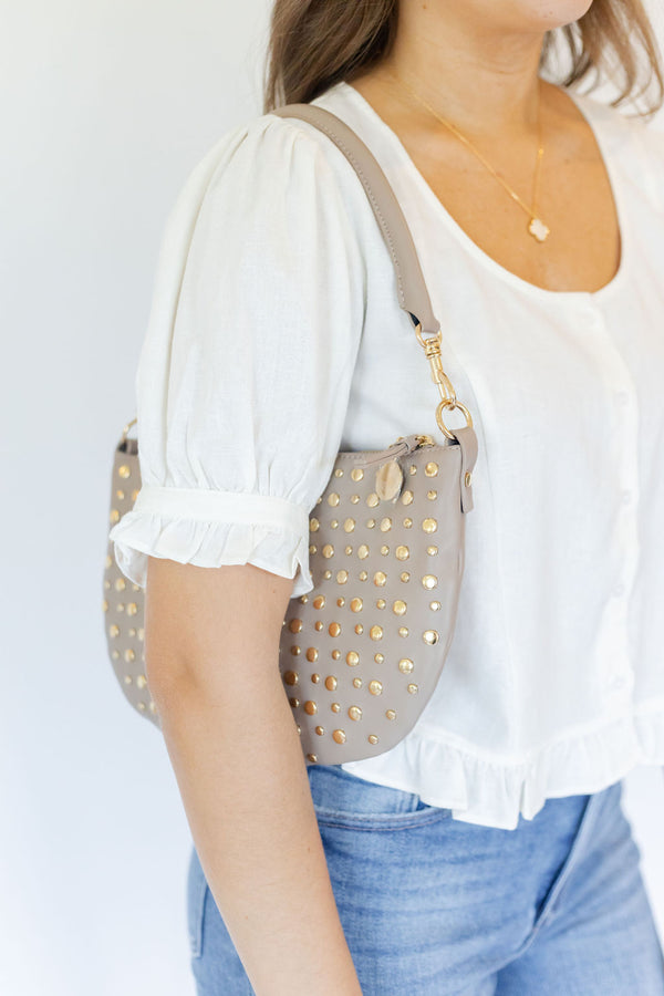 Jordan Taupe Studded Bag