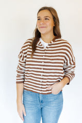 Brown Striped Piper Cardigan