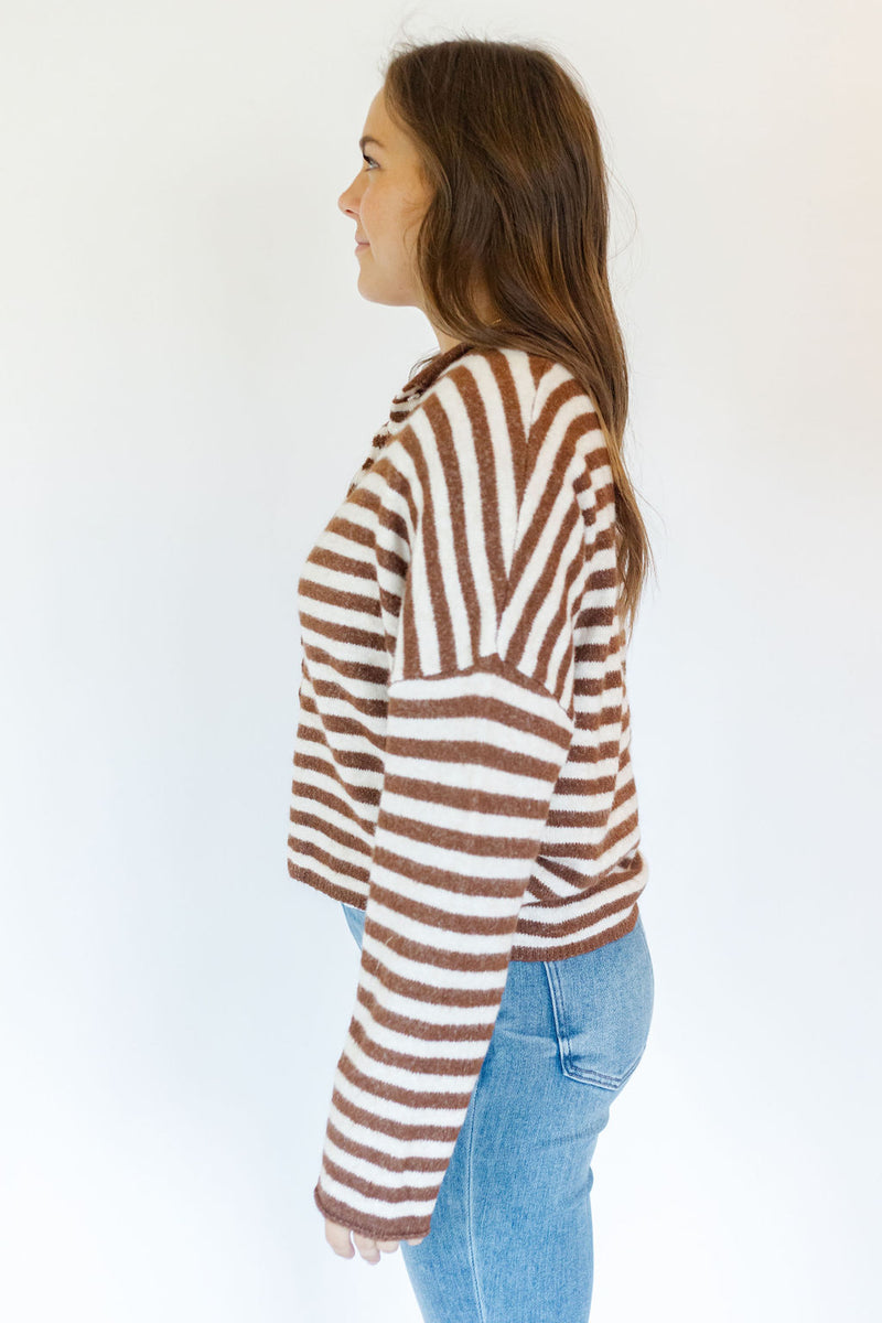 Brown Striped Piper Cardigan