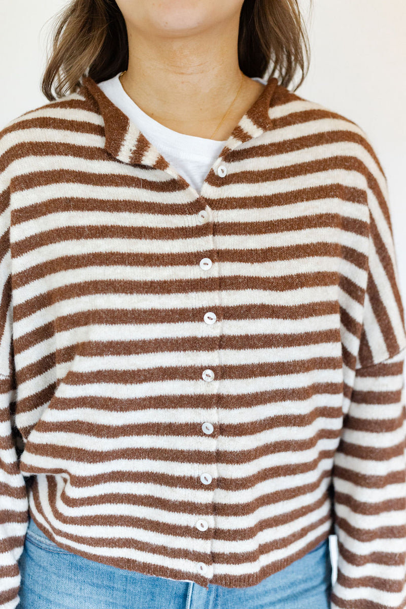 Brown Striped Piper Cardigan