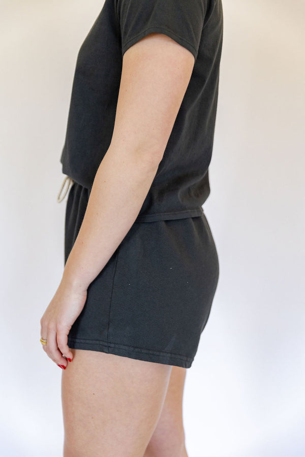 Layla Vintage Black French Terry Sweat Shorts