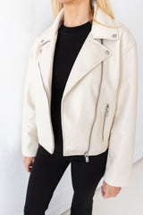 Cera Cream Leather Jacket