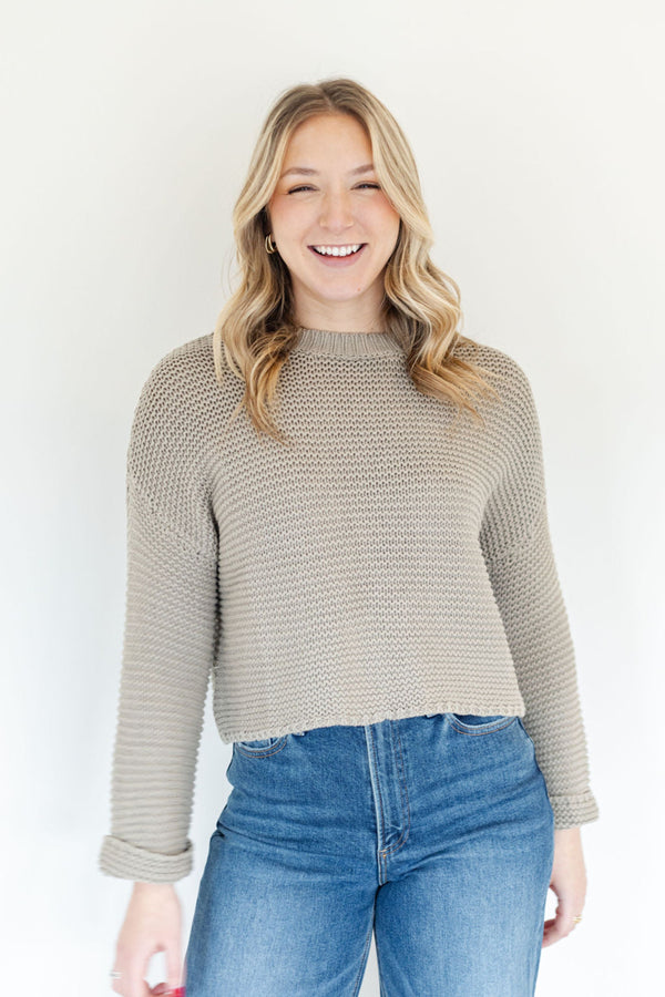 Kelsie Taupe Loose Knit Sweater