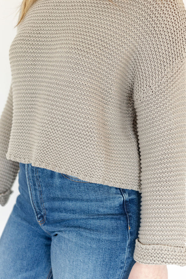 Kelsie Taupe Loose Knit Sweater