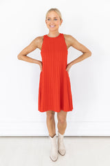 Ally Red Pleated Knit Dress