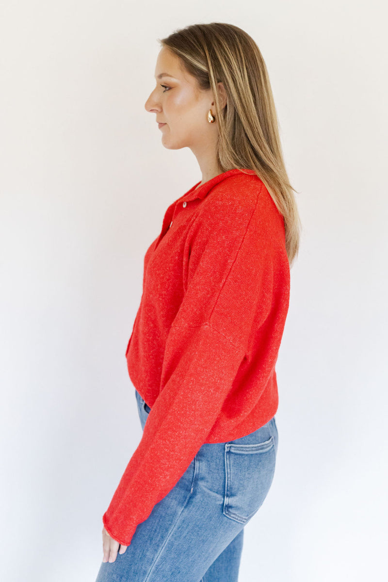 Red Piper Knit Cardigan