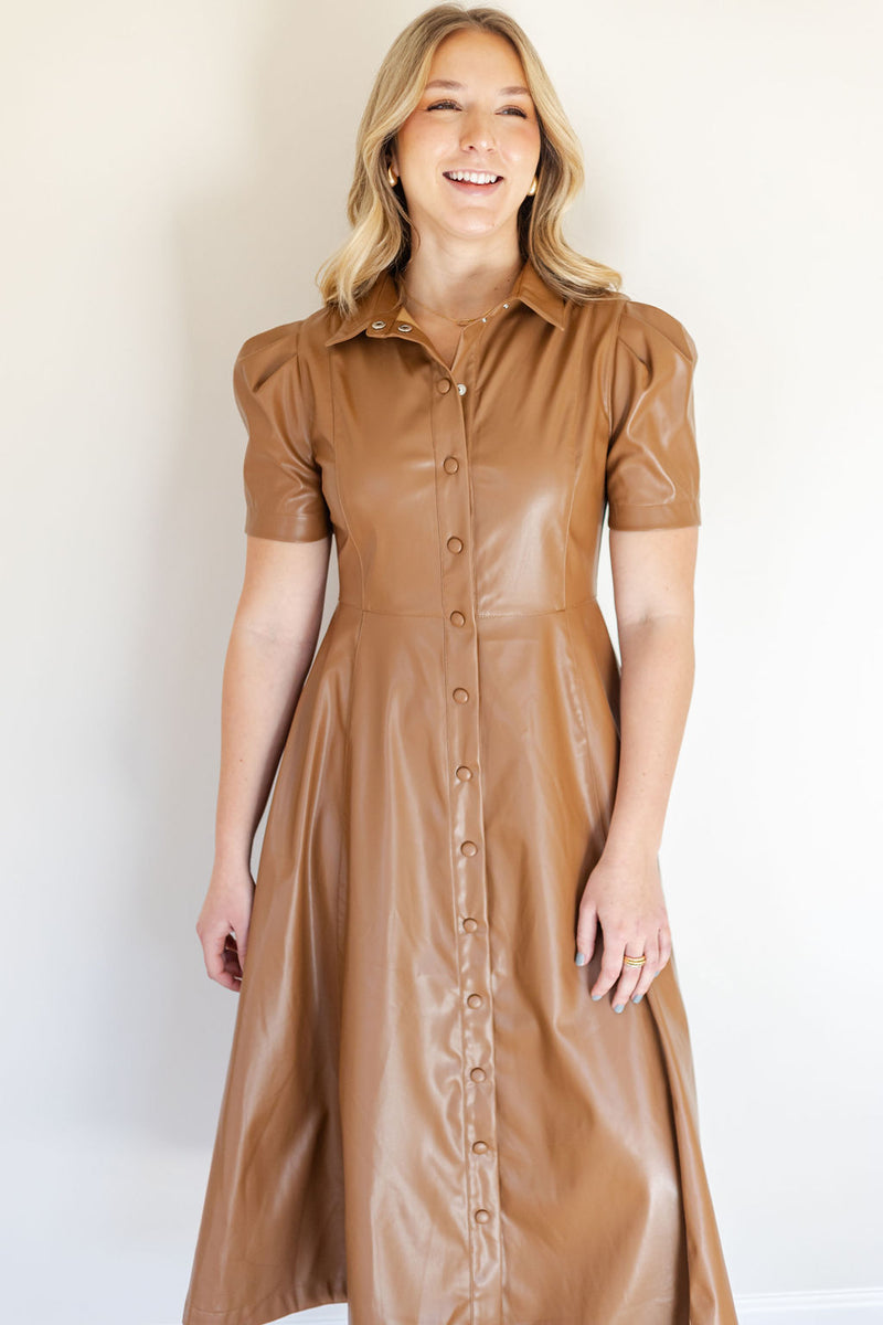 Miranda Vegan Leather Midi Dress