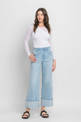 Lanna Wide Leg Cuffed High Rise Jeans