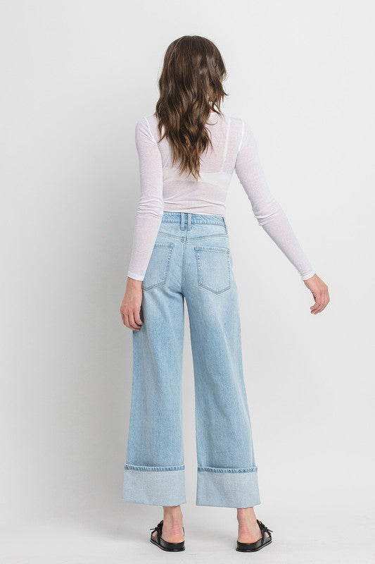 Lanna Wide Leg Cuffed High Rise Jeans