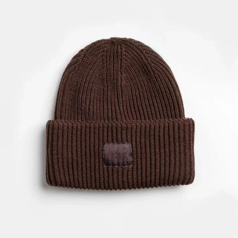 Mad Hatter Ribbed Knit Beanie in Espresso