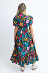 Retro Garden Vneck Maxi Dress