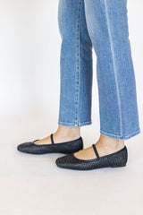 Black Raffia Mesh Maryjane Flats