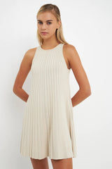 Ally Cream Pleated Knit Dress