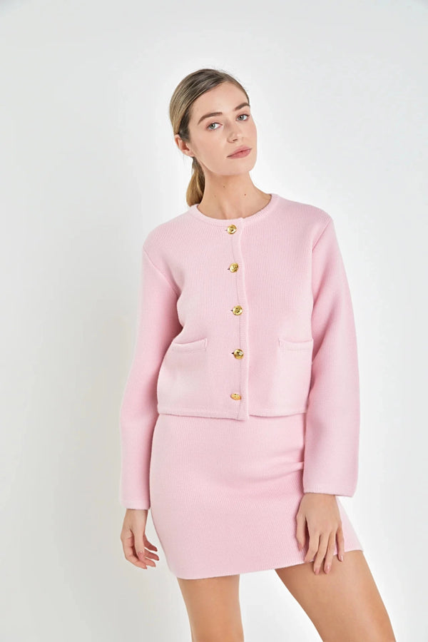 Fallon Pink Sweater Cardigan
