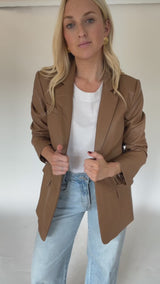 Bina Brown Leather Blazer