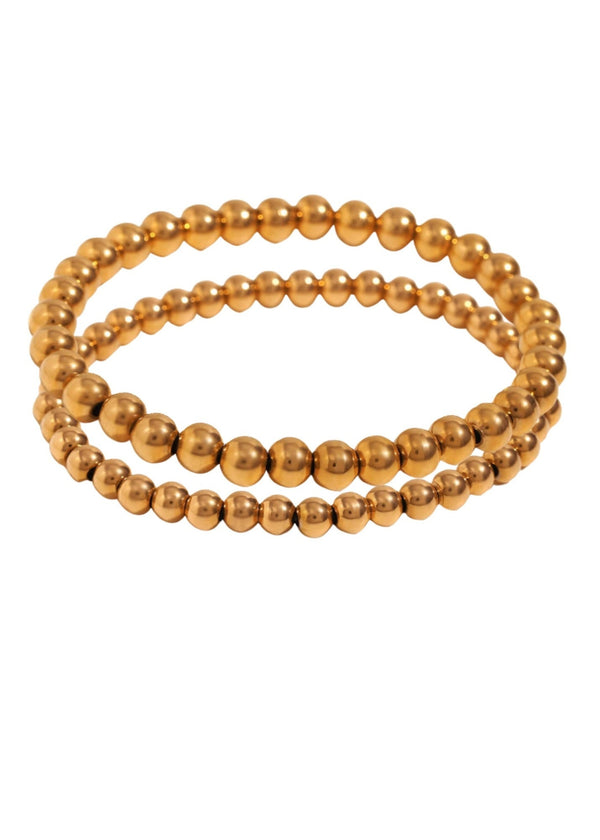 Large Gold Bead Bracelet Set