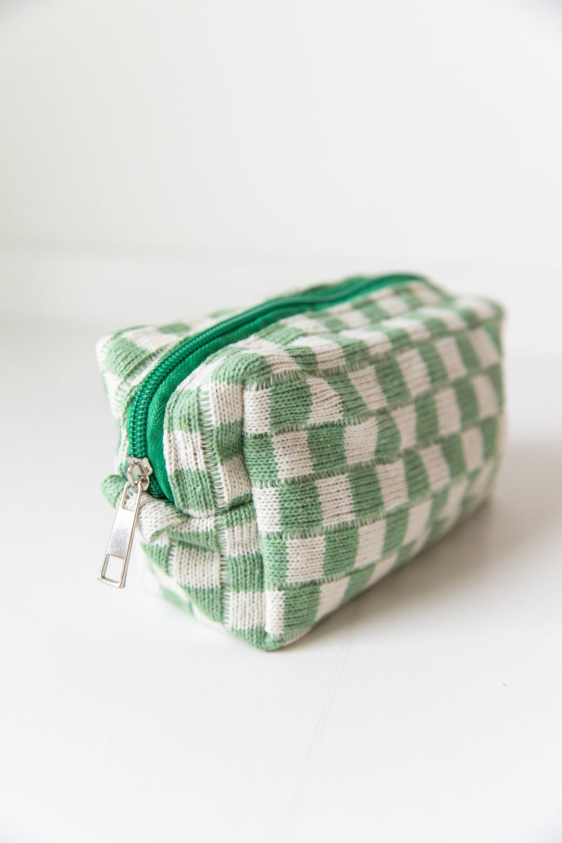 Check Yourself Cosmetic Bag in Green