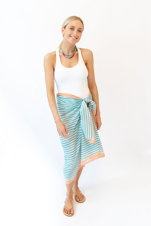 Alora High-waisted Terry Shorts Cover Up, Blue Tulip Print Towel, Resort  wear