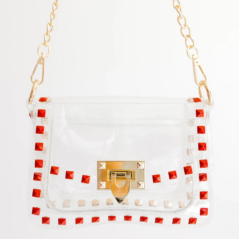 The Jackie Clear Bag in Red & Gold