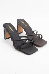 Carrie Black Square Toe Strappy Heel